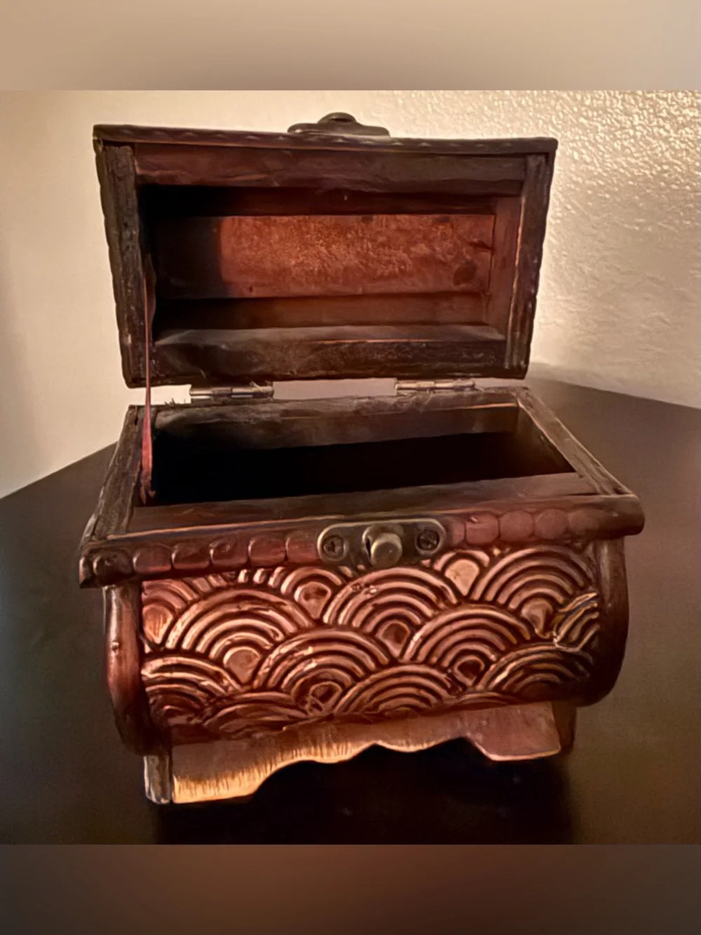 Vintage Style Embossed Treasure Chest Trinket Box | Rustic Decor Storage